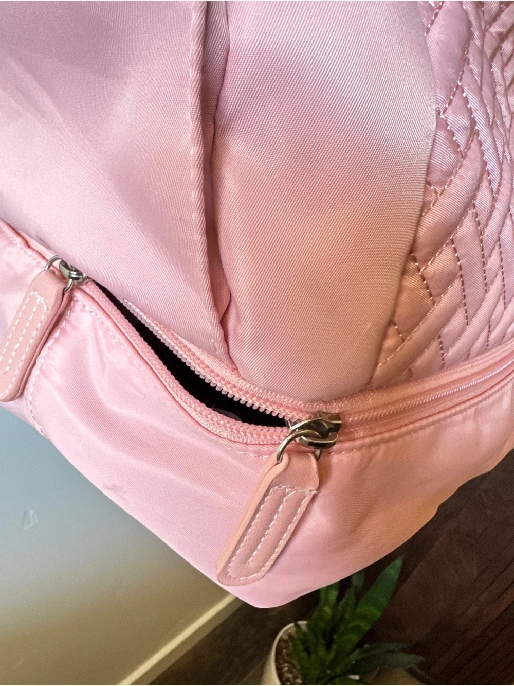 Quilted Pink Baby Diaper Bag Tote with Adjustable Strap